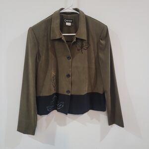 Vintage Courtenay Womens Short Jacket Size 10 Goblincore Leaves Woodland